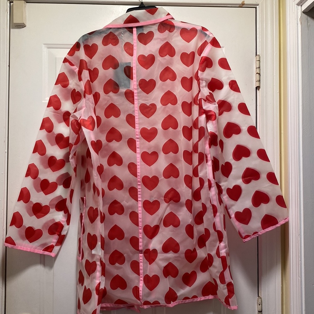 Lazy Oaf See Through Heart Mac Translucent Rain Jacket Oversize Size L / XXL fit - Picture 14 of 17